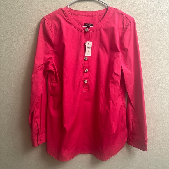 Talbots Tops - Talbots Pink Tunic Top Blouse Long Sleeve Jeweled Buttons Size Medium
